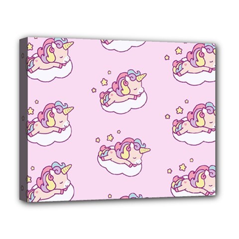 Unicorn Clouds Colorful Cute Pattern Sleepy Deluxe Canvas 20  X 16  (stretched) by Grandong