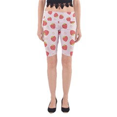 Strawberries Pattern Design Yoga Cropped Leggings by Grandong