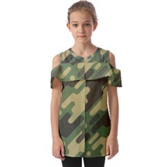 Camouflage Pattern Background Fold Over Open Sleeve Top by Grandong