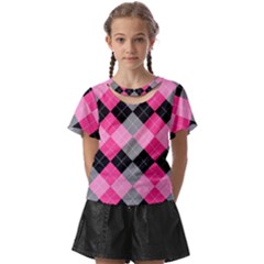 Seamless Argyle Pattern Kids  Front Cut T-shirt by Grandong