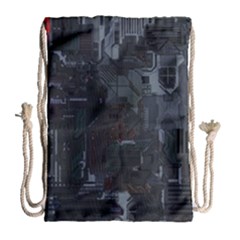 Abstract Tech Computer Motherboard Technology Drawstring Bag (large) by Cemarart