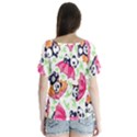 Panda Umbrella Pattern V-Neck Flutter Sleeve Top View2