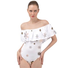 Golden-snowflake Off Shoulder Velour Bodysuit  by saad11