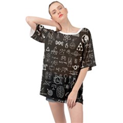 Doodle Art Chemistry Art Oversized Chiffon Top by Cemarart