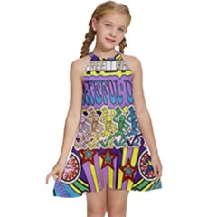 Grateful Dead Kids  Halter Collar Waist Tie Chiffon Dress by Cemarart