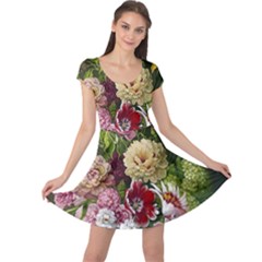 Parrot Painting Flower Art Cap Sleeve Dress by Cemarart