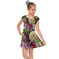 Parrot Painting Flower Art Kids  Cap Sleeve Dress by Cemarart