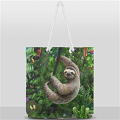 Sloth In Jungle Art Animal Fantasy Full Print Rope Handle Tote (large) by Cemarart