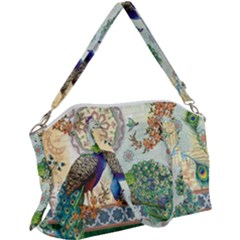 Royal Peacock Feather Art Fantasy Canvas Crossbody Bag by Cemarart