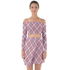 Pink Burberry, Abstract Off Shoulder Top With Skirt Set by nateshop