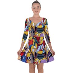 The Simpsons, Cartoon, Crazy, Dope Quarter Sleeve Skater Dress by nateshop