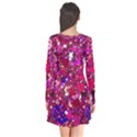 Pink Glitter, Cute, Girly, Glitter, Pink, Purple, Sparkle Long Sleeve V-neck Flare Dress View2