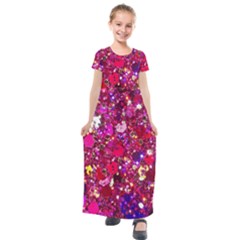 Pink Glitter, Cute, Girly, Glitter, Pink, Purple, Sparkle Kids  Short Sleeve Maxi Dress by nateshop