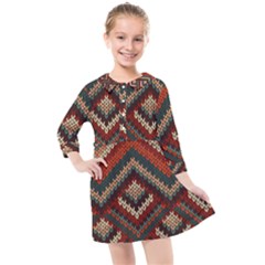 Fabric Abstract Pattern Fabric Textures, Geometric Kids  Quarter Sleeve Shirt Dress by nateshop