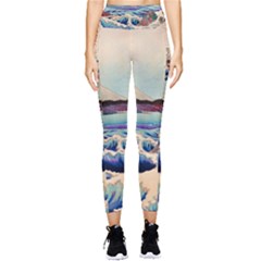 Wave Japanese Mount Fuji Pocket Leggings  by Grandong