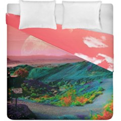 Unicorn Valley Aesthetic Clouds Landscape Mountain Nature Pop Art Surrealism Retrowave Duvet Cover Double Side (king Size) by Cemarart