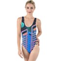 Fantasy City Architecture Building Cityscape High Leg Strappy Swimsuit View1