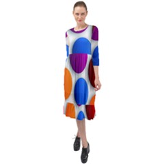 Abstract Dots Colorful Ruffle End Midi Chiffon Dress by nateshop