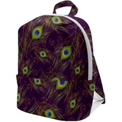 Feathers, Peacock, Patterns, Colorful Zip Up Backpack by nateshop