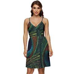 Peacock Feathers, Feathers, Peacock Nice V-neck Pocket Summer Dress  by nateshop