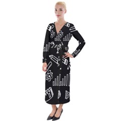 Knowledge Drawing Education Science Velvet Maxi Wrap Dress by Proyonanggan