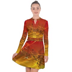 Music Notes Melody Note Sound Long Sleeve Panel Dress by Proyonanggan