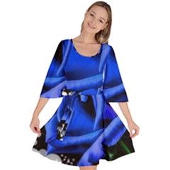 Blue Rose Bloom Blossom Velour Kimono Dress by Proyonanggan