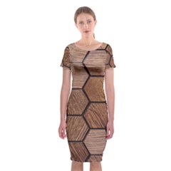 Wooden Triangles Texture, Wooden ,texture, Wooden Classic Short Sleeve Midi Dress by nateshop