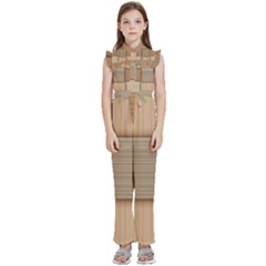 Wooden Wickerwork Textures, Square Patterns, Vector Kids  Sleeveless Ruffle Edge Band Collar Chiffon One Piece by nateshop