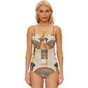 Egyptian Architecture Column Knot Front One-Piece Swimsuit View1