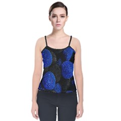 Berry, One,berry Blue Black Velvet Spaghetti Strap Top by nateshop