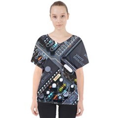 Motherboard Board Circuit Electronic Technology V-neck Dolman Drape Top by Cemarart