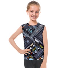 Motherboard Board Circuit Electronic Technology Kids  Mesh Tank Top by Cemarart