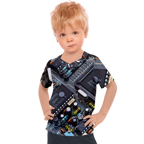 Motherboard Board Circuit Electronic Technology Kids  Sports T-shirt by Cemarart