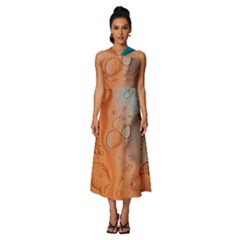 Water Screen Sleeveless Cross Front Cocktail Midi Chiffon Dress by nateshop