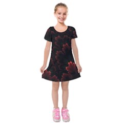 Amoled Red N Black Kids  Short Sleeve Velvet Dress by nateshop