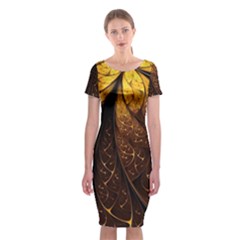 Gold, Golden Background Classic Short Sleeve Midi Dress by nateshop