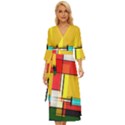 Multicolored Retro Abstraction, Lines Retro Background, Multicolored Mosaic Midsummer Wrap Dress View1