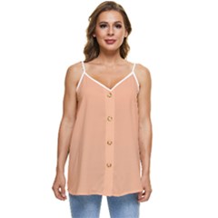 Peach Fuzz 2024 Casual Spaghetti Strap Chiffon Top by dressshop