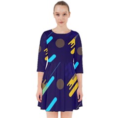 Blue Background Geometric Abstrac Smock Dress by nateshop