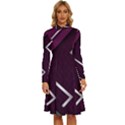 Purple Abstract Background, Luxury Purple Background Long Sleeve Shirt Collar A-Line Dress View1