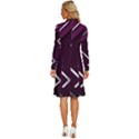 Purple Abstract Background, Luxury Purple Background Long Sleeve Shirt Collar A-Line Dress View4