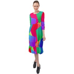 Colors, Color Ruffle End Midi Chiffon Dress by nateshop