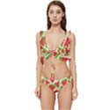 Cute Watermelon Seamless Pattern Low Cut Ruffle Edge Bikini Set View1