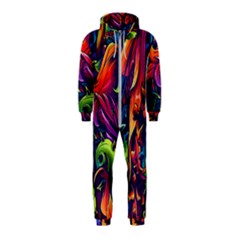 Colorful Floral Patterns, Abstract Floral Background Hooded Jumpsuit (kids) by nateshop