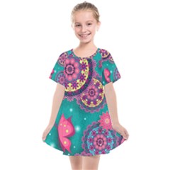 Floral Pattern, Abstract, Colorful, Flow Kids  Smock Dress by nateshop