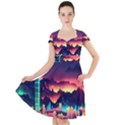 Cityscape Building Painting 3d City Illustration Cap Sleeve Midi Dress View1