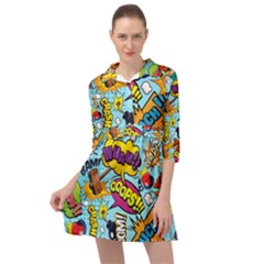 Graffiti Word Seamless Pattern Mini Skater Shirt Dress by Bedest