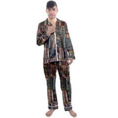 Artistic Psychedelic Hippie Peace Sign Trippy Men s Long Sleeve Satin Pajamas Set by Bedest