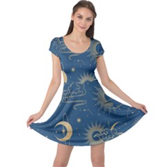 Asian Seamless Galaxy Pattern Cap Sleeve Dress by Cemarart